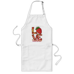 Liebe und Sommer Rosa und Braun Fresh Strawber Lange Schürze