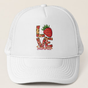 Liebe und Sommer Rosa und Braun Fresh Strawber Truckerkappe
