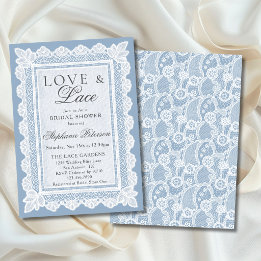 Liebe und Spitze Vintage Blaue Spitze Brautparty Einladung