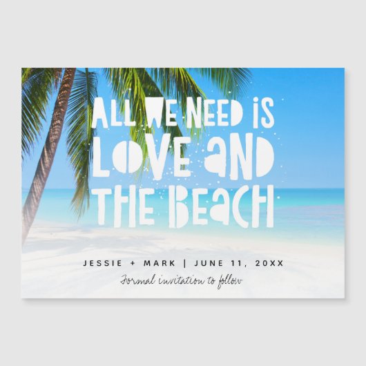 Liebe und Strand Ziel Save the Date Magnetkarte (Vorderseite)