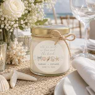 Liebe und Strandzielhochzeit Runder Aufkleber