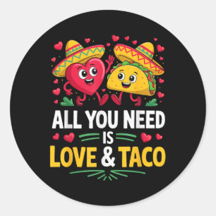 Liebe und Taco Sombrero Outfit Funny Mexicaner Cin Runder Aufkleber