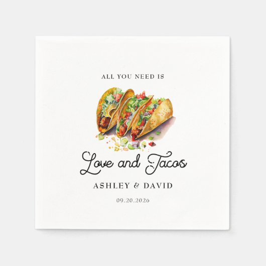 Liebe und Tacos | Engagement Serviette (Vorderseite)