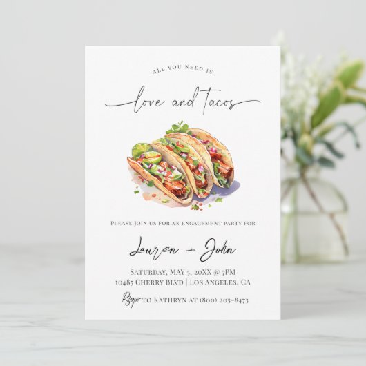 Liebe und Tacos-Vertragspartei Einladung (Stehend Vorderseite)