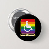 Liebe und Unterstützung von Regenbogenmenschen mit Button (Vorne & Hinten)