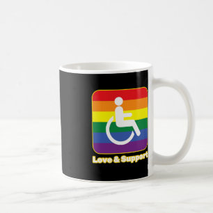 Liebe und Unterstützung von Regenbogenmenschen mit Kaffeetasse