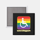Liebe und Unterstützung von Regenbogenmenschen mit Magnet (Vorderseite/Rückseite)