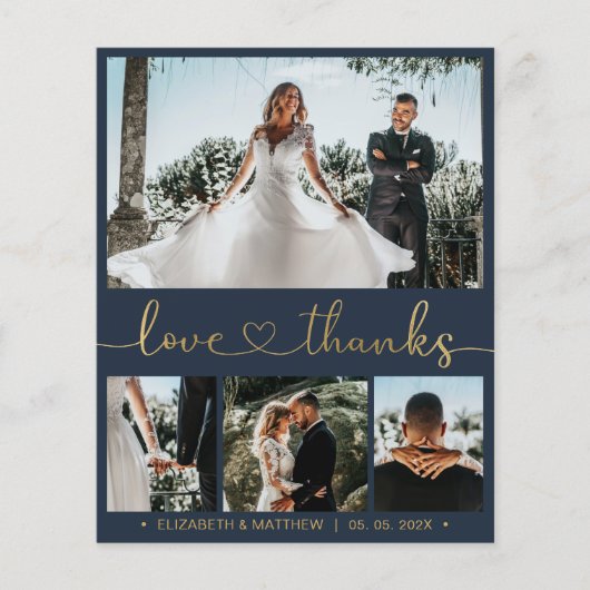 Liebe und vielen Dank 4 Foto Collage Wedding Viele Flyer (Vorne)