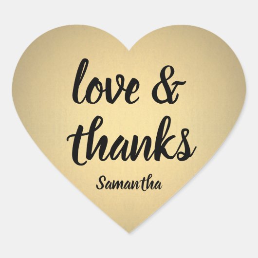 Liebe und vielen Dank an Black and Gold Imitate Fo Herz-Aufkleber (Vorderseite)