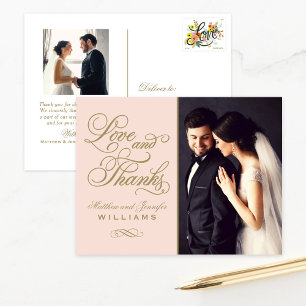 Liebe und vielen Dank an Blush Gold Foto Hochzeit  Postkarte