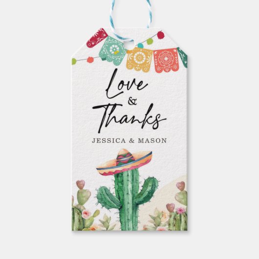 Liebe und vielen Dank an Fiesta Cactus Shower Geschenkanhänger (Vorderseite)