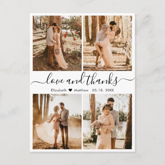 Liebe und vielen Dank an Fotocollage Wedding Danke Postkarte (Vorderseite)