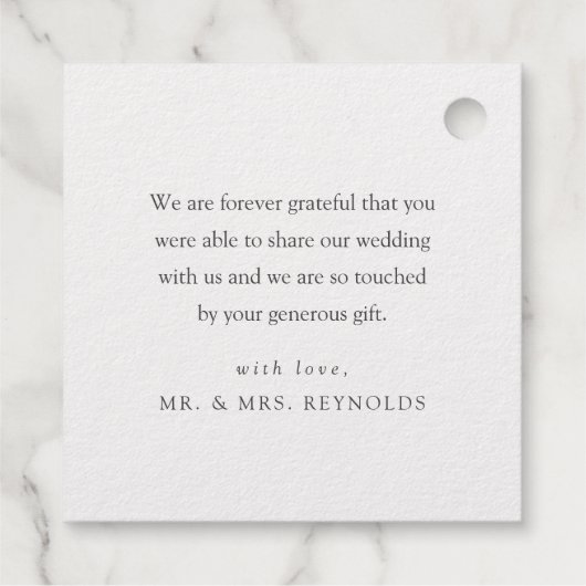 Liebe und vielen Dank an Paare danke Ihnen Hochzei Geschenkanhänger (Rückseite)