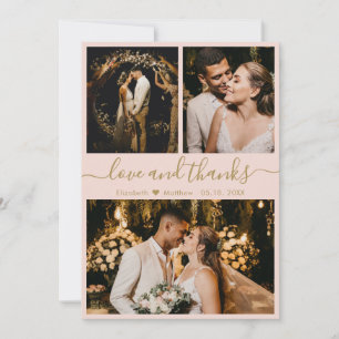 Liebe und vielen Dank an Pink und Gold Wedding Vie Dankeskarte