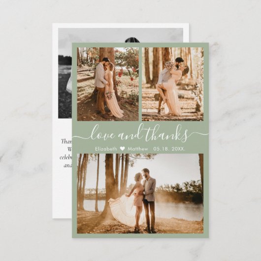 Liebe und vielen Dank an Sage Green Wedding Dankes Dankeskarte (Vorne/Hinten)