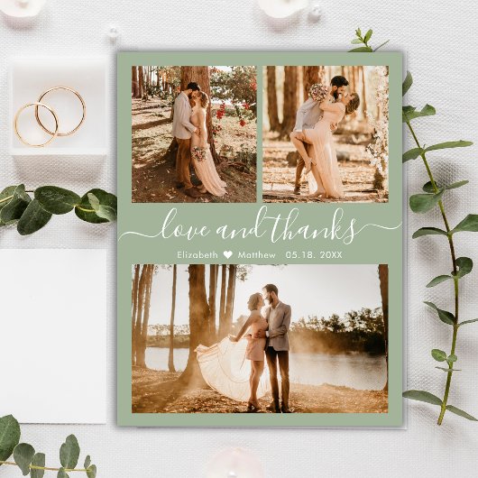 Liebe und vielen Dank an Sage Green Wedding Vielen Postkarte