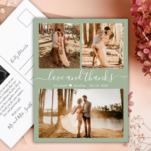 Liebe und vielen Dank an Sage Green Wedding Vielen Postkarte