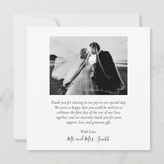 Liebe und vielen Dank an Script Wedding Foto Danke (Rückseite)