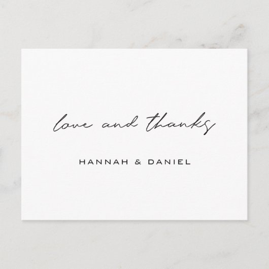 Liebe und vielen Dank für die einfache Hochzeit Postkarte (Vorderseite)