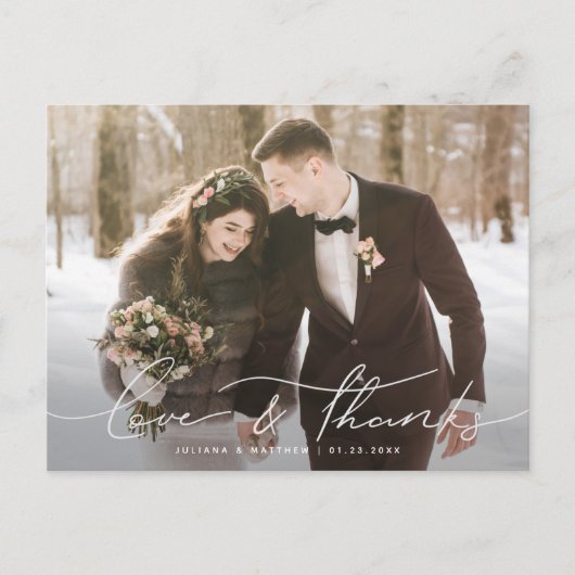 Liebe und vielen Dank für die Lässige Script-Hochz Postkarte (Vorderseite)