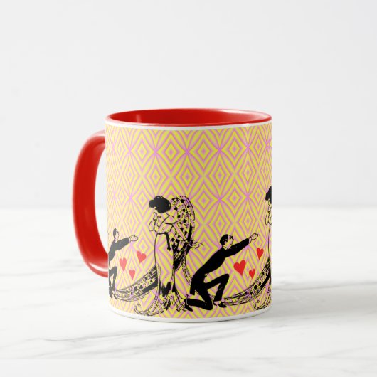 Liebe und Vorschlag: Romantische Verlobung Tasse (Vorderseite Links)