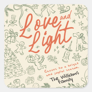 Liebe und Weihnachten Quadratischer Aufkleber