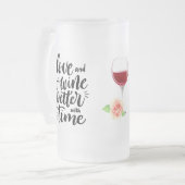 Liebe und Wein mit Rose Mattglas Bierglas (Vorderseite Links)