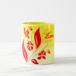 Liebe und wirbelnde Blume Zweifarbige Tasse