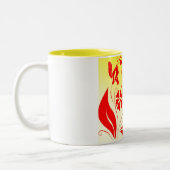 Liebe und wirbelnde Blume Zweifarbige Tasse (Links)