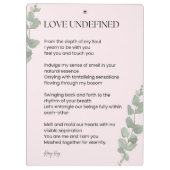Liebe Undefinierte Gedichte Klemmbrett (Rückseite)