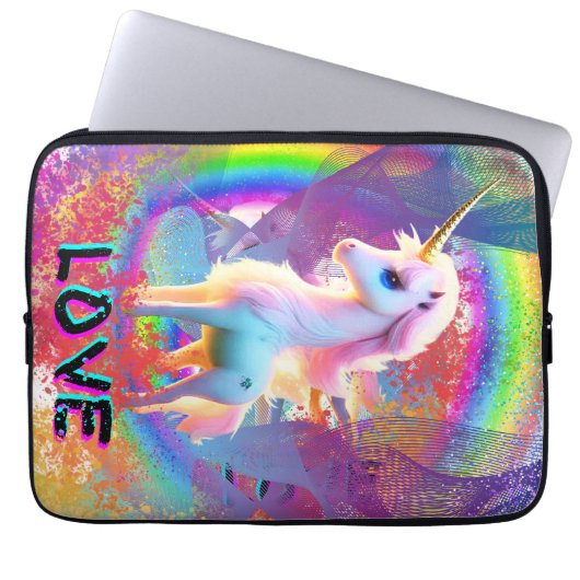 Liebe Unicorn Regenbogen Laptopschutzhülle (Vorderseite)