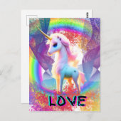 Liebe Unicorn Regenbogen Postkarte (Vorne/Hinten)