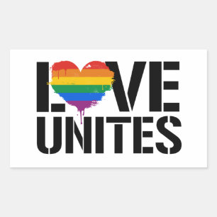 Liebe Unites Rechteckiger Aufkleber