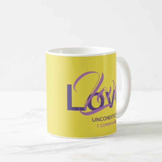 LIEBE UNKONDITIONELL Christlich gelb Kaffeetasse (VorderseiteRechts)