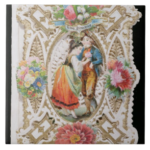 Liebe, Unschuld, Valentinekarte, c.1870 (Farbli Fliese