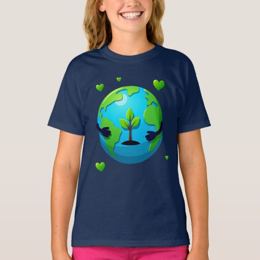 Liebe Unser Planet Öko Earth Tree Girls' T - Shirt (Vorderseite)