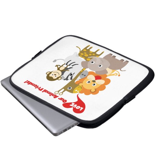 Liebe unsere Tierfreunde Laptopschutzhülle (Vorne Knopf)