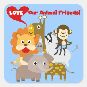 Liebe unsere Tierfreunde Quadratischer Aufkleber