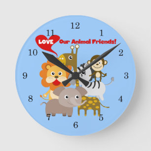Liebe unsere Tierfreunde Runde Wanduhr