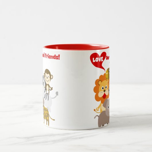 Liebe unsere Tierfreunde Zweifarbige Tasse (Mittel)