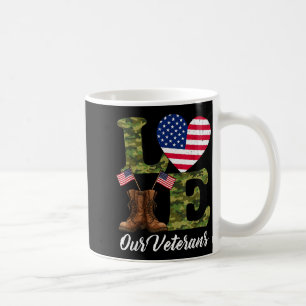 Liebe unsere Veteranen USA-Flagge Herz Patriotisch Kaffeetasse