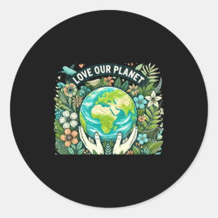 Liebe unseren Planeten Erde Tag T-Shirt Runder Aufkleber