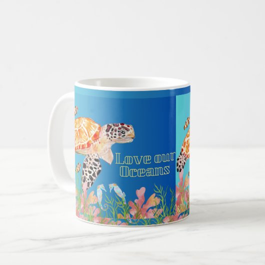 Liebe unserer Ozeane Kaffeetasse (Vorderseite Links)