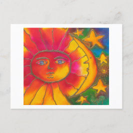 LIEBE UNTER DEM SONNENMOND UND DEN STERNEN EINLADUNGSPOSTKARTE