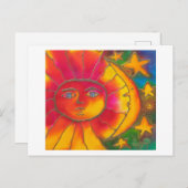 LIEBE UNTER DEM SONNENMOND UND DEN STERNEN EINLADUNGSPOSTKARTE (Vorne/Hinten)