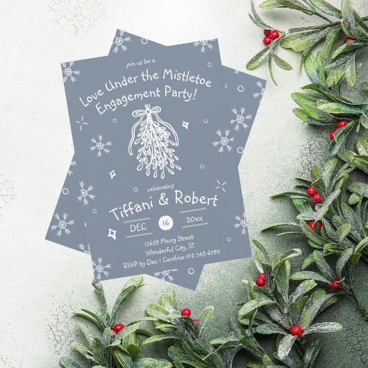 Liebe unter den Doodles der Mistletoengagierungspa Einladung