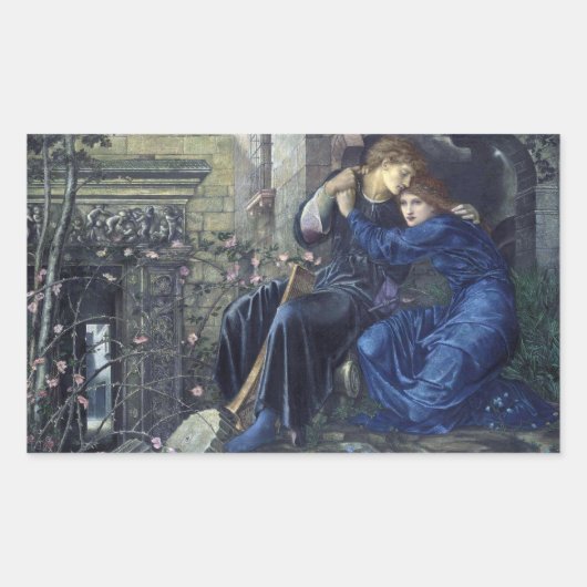 Liebe unter den Ruinen (von Edward Burne-Jones) Rechteckiger Aufkleber (Vorderseite)