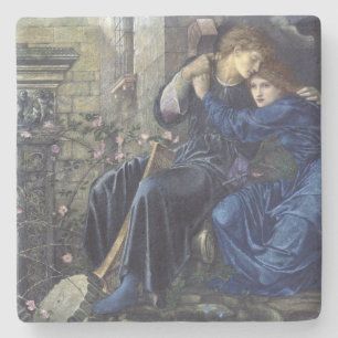 Liebe unter den Ruinen (von Edward Burne-Jones) Steinuntersetzer