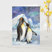 Liebe unter den Sternen - Pinguin Liebhaber Karte (Gelbe Blume)