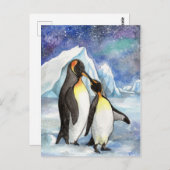 Liebe unter den Sternen - Pinguin Liebhaber Postkarte (Vorne/Hinten)